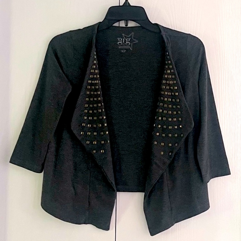 Charcoal Gray Open Front Blazer